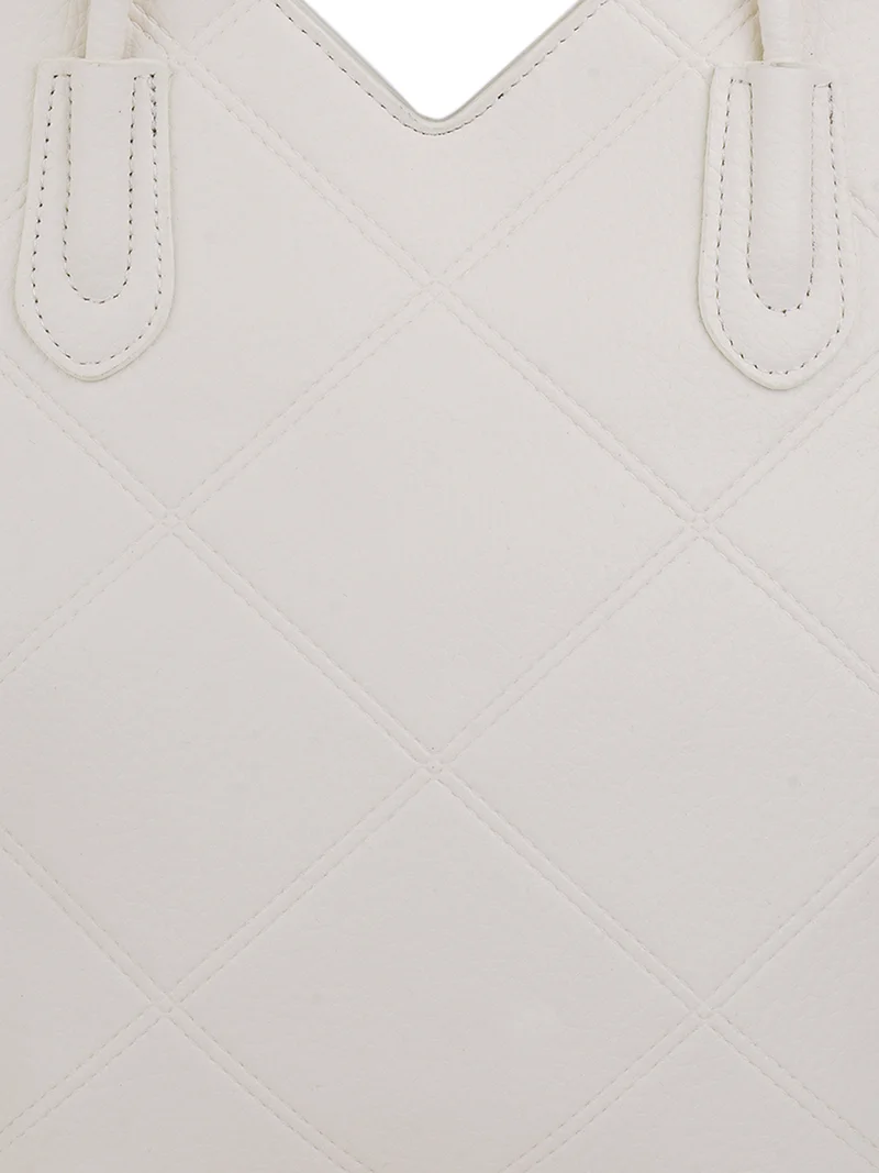 globus  Globus Women White Textured Double Handle Party Basket Tote Bag  | Best Price UAE